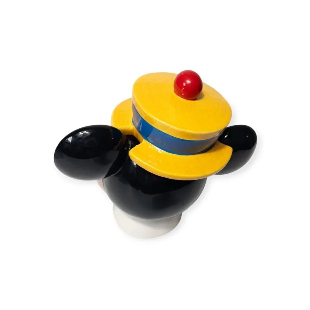 Vintage Disney Mickey Mouse Ceramic Cookie Jar With Hat Lid & Bright Colors